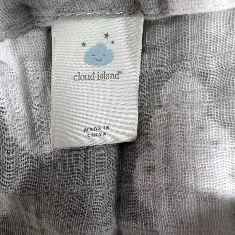 Cloud Island Baby Blanket Grey White Cloud Print Lightweight Cotton